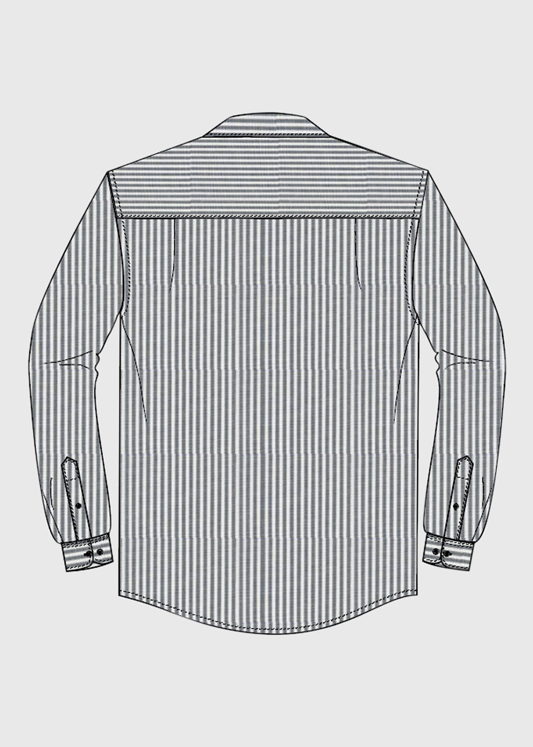 Shirt L/S White/Grey Stripe