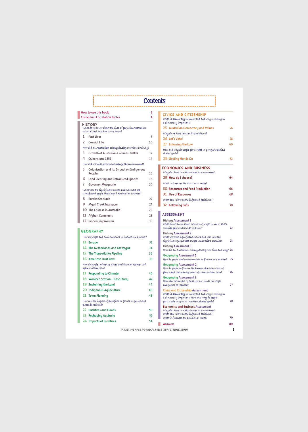 Targeting HASS Student Workbook – Year 5
