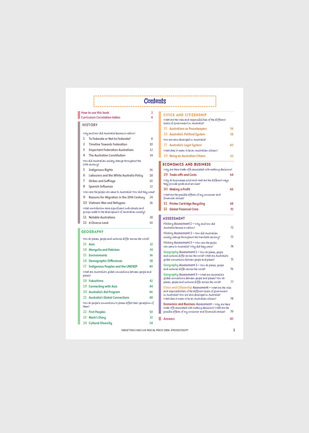 Targeting HASS Student Workbook – Year 6