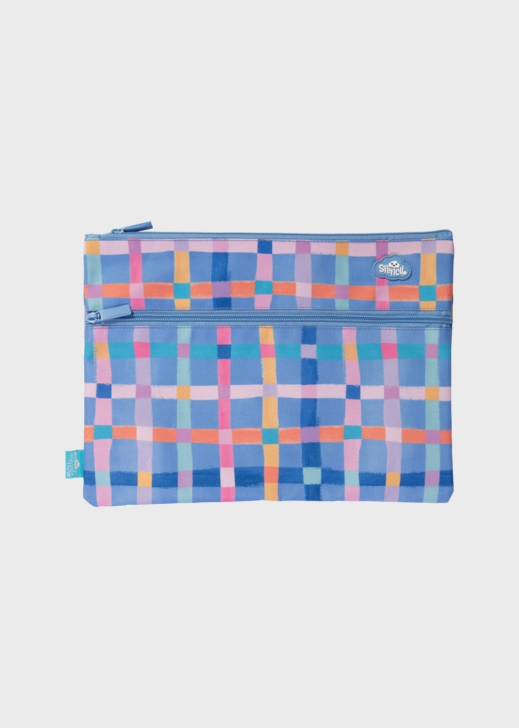 A4 Twin Zip Pencil Case - Pastel Plaid