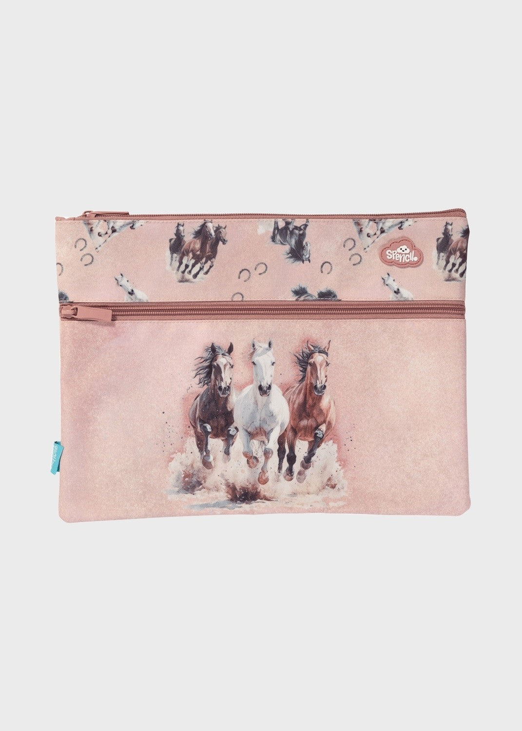 A4 Twin Zip Pencil Case - Wild Horses