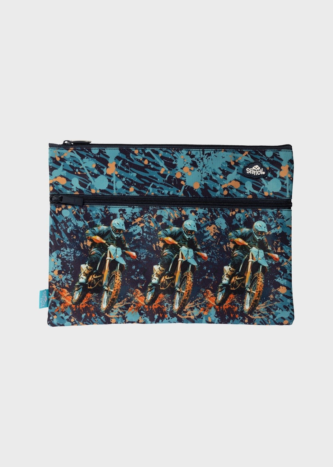 A4 Twin Zip Pencil Case - Moto Camo Trax