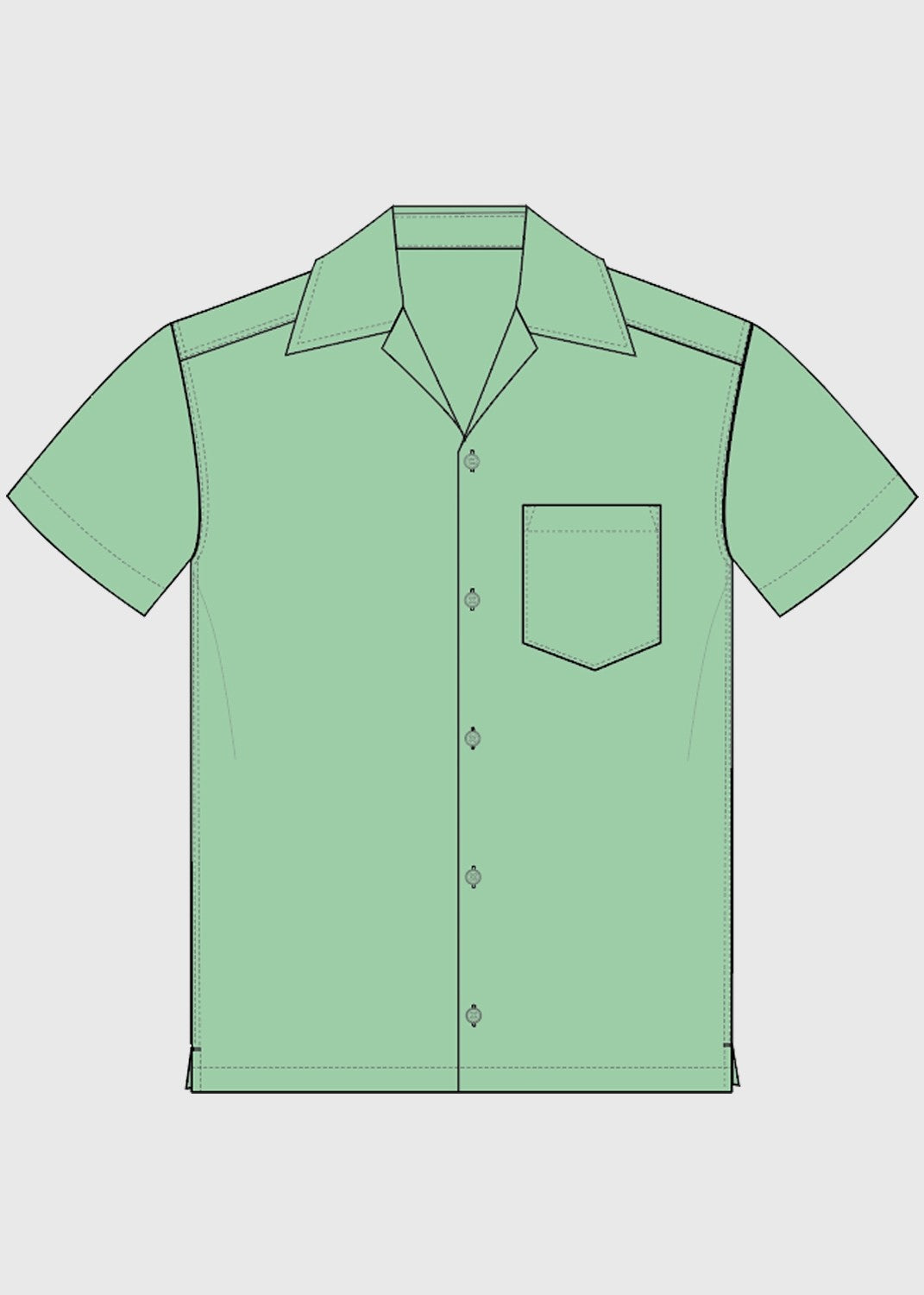 .edu Essentials S/S Shirt with Open Neck Collar Light Green
