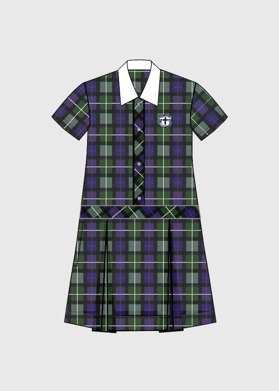 Dress Blue/Green Check with Logo