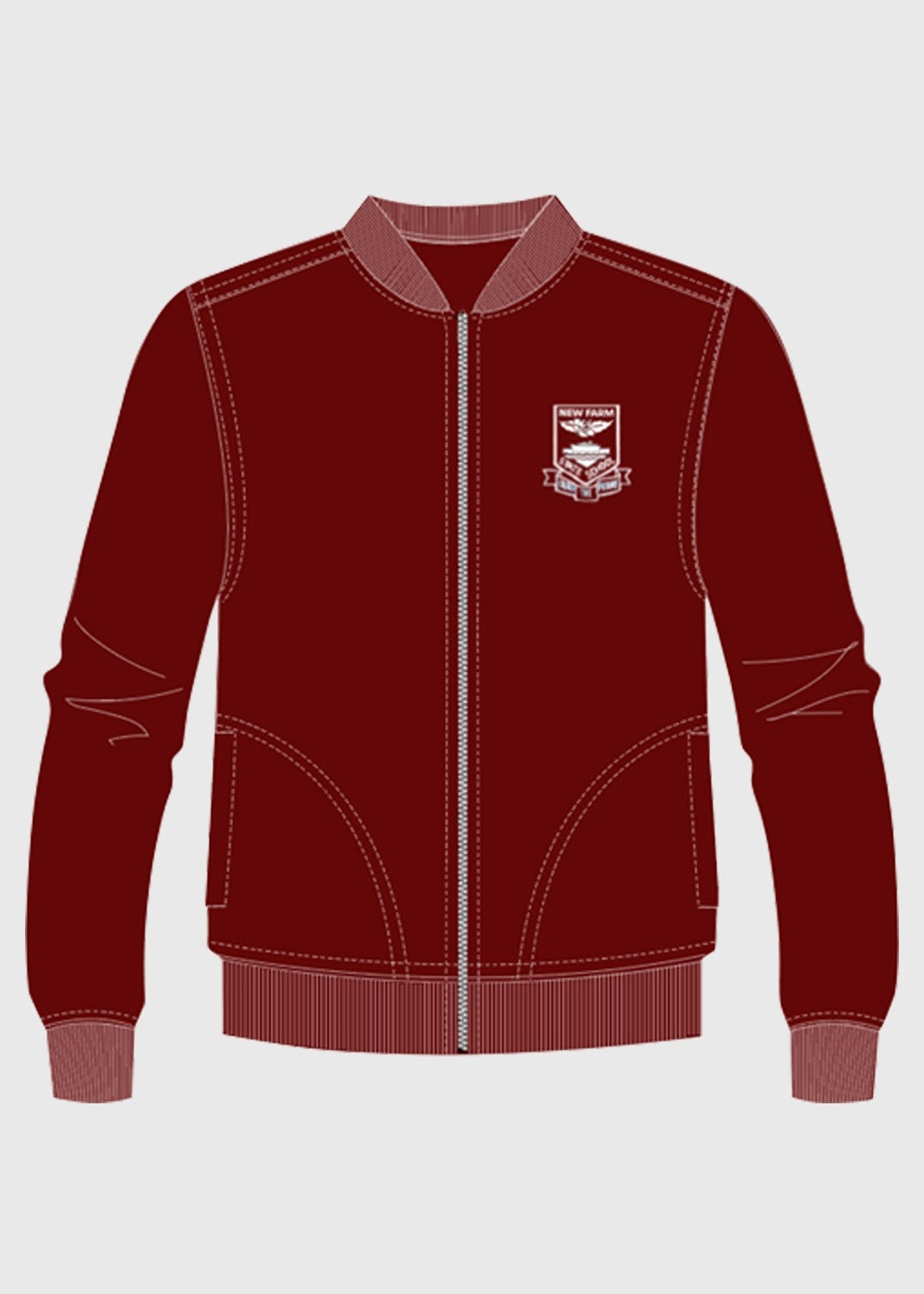 Jacket Fleece w Zip Dark Maroon