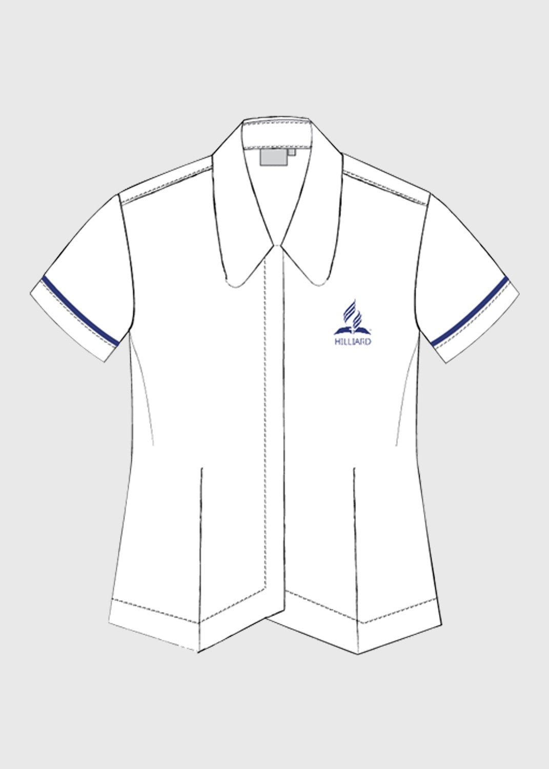Blouse White S/S Peak Collar
