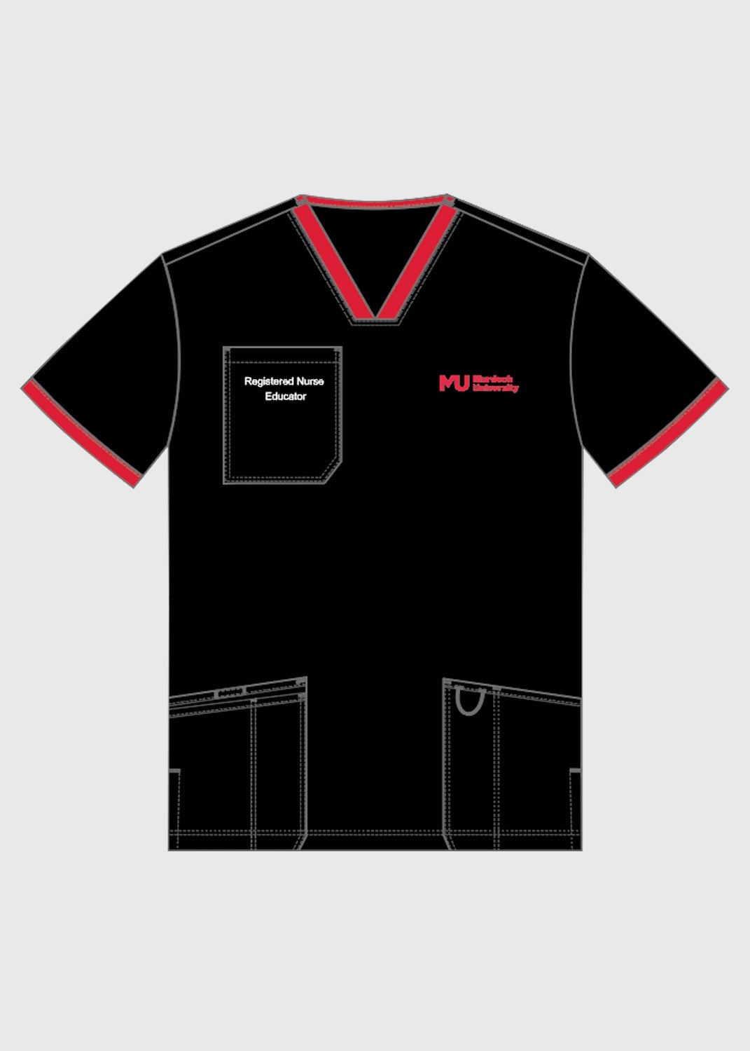 Staff Scrub Top-Black/Red - Unisex