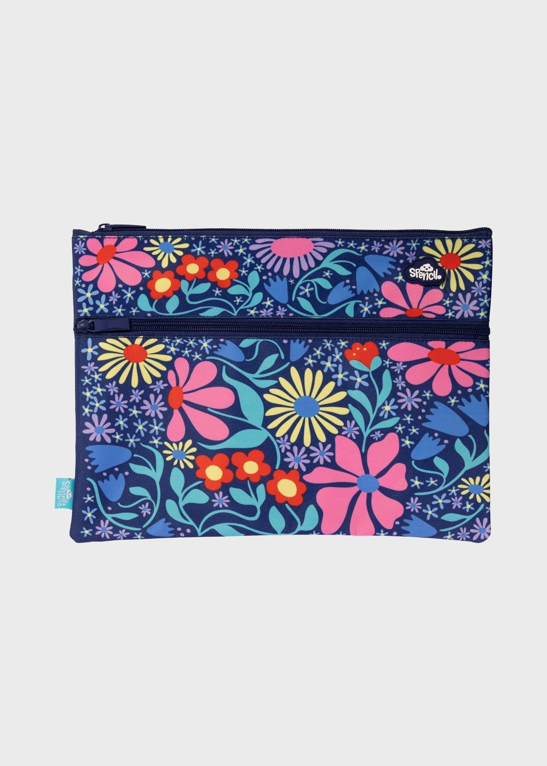 A4 Twin Zip Pencil Case - Flower Fun