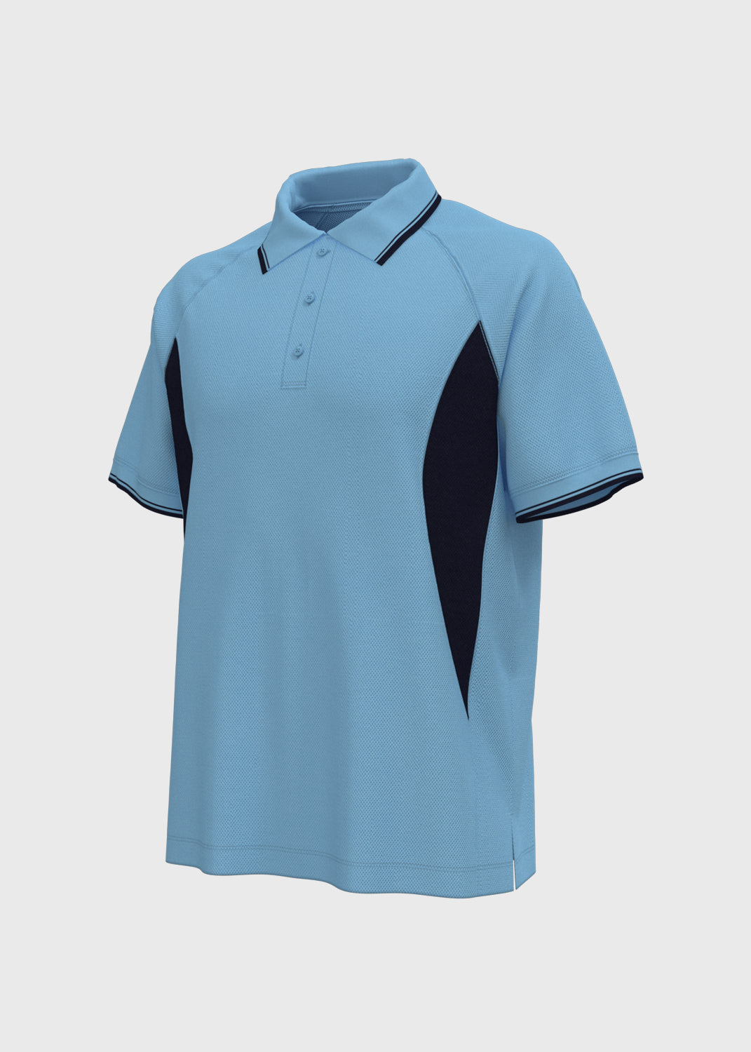 Contrast Panel Polo - Light Blue/Midnight