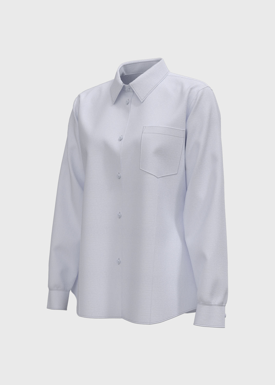 L/S Blouse with Stand Collar - White
