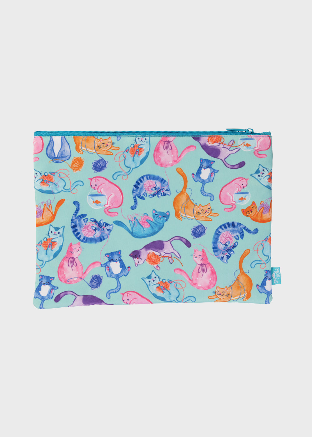 A4 Twin Zip Pencil Case - Crazy Cats