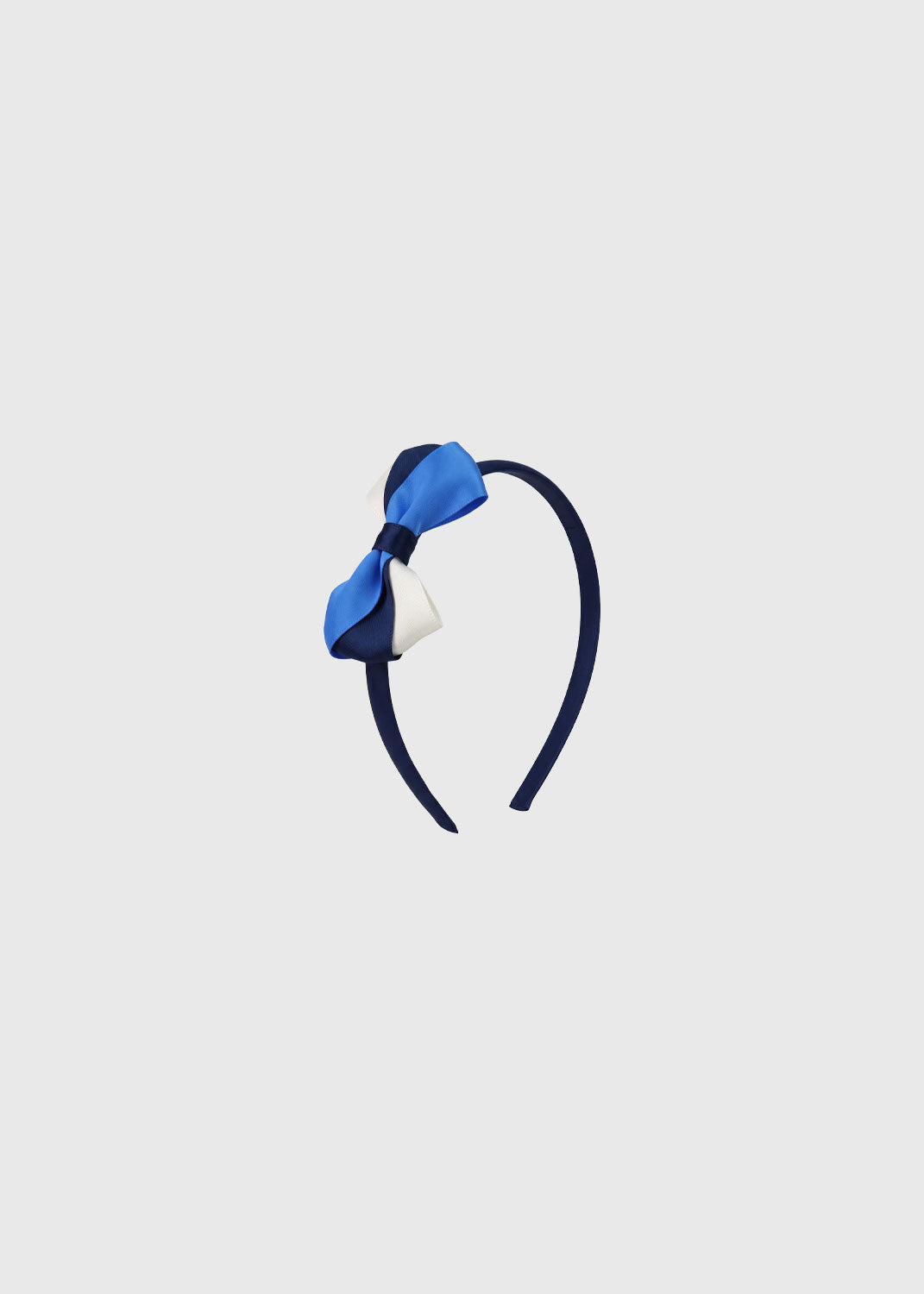 Headband Satin Bow Capri Navy/Dark Navy/White