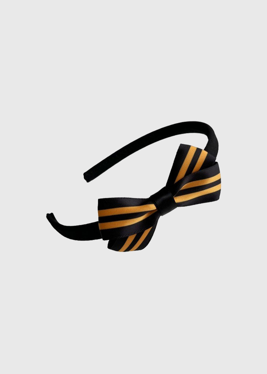Headband with Black Gold Striped Bow