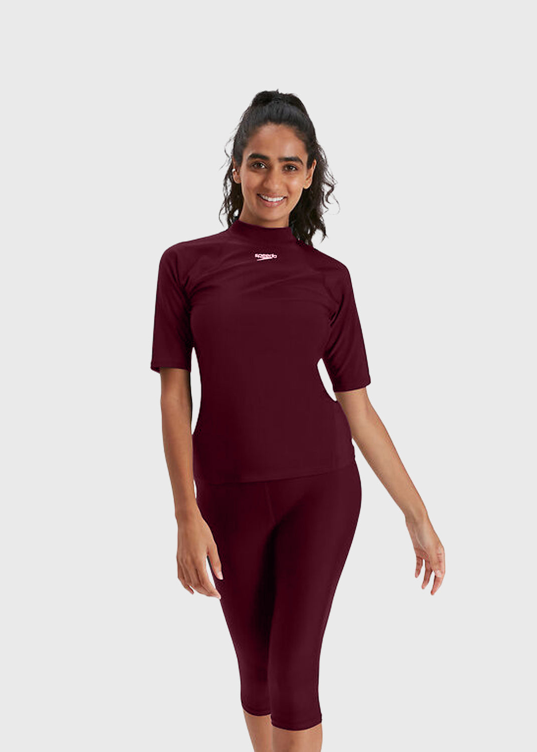 Women's SS Rash Top - Maroon