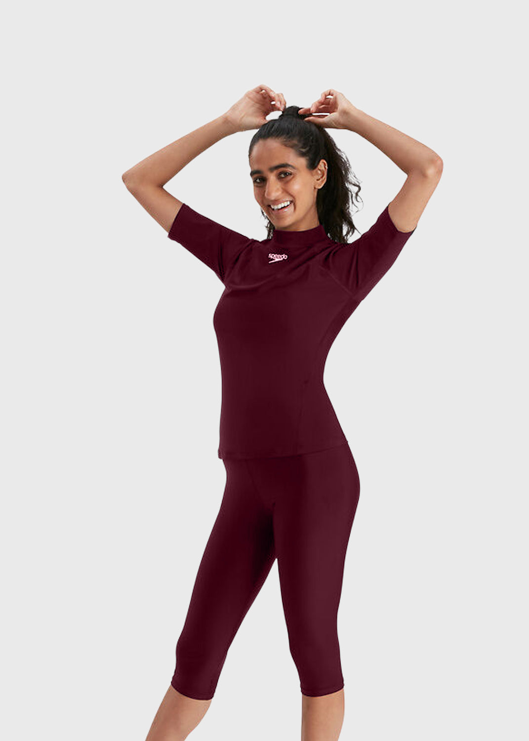 Women's SS Rash Top - Maroon