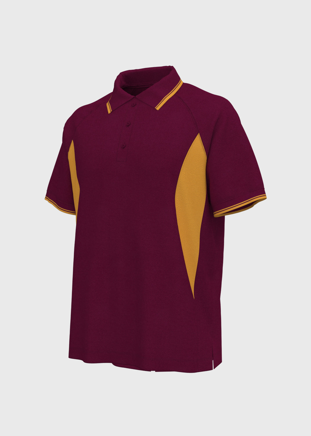 Contrast Panel Polo - Wine/Gold