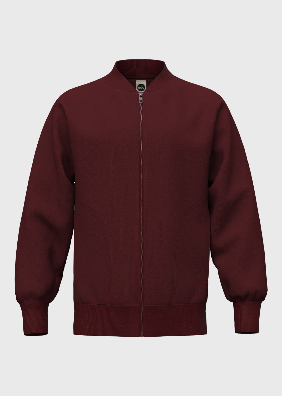 Jacket Fleece Set In Sleeve w Rib - Merlot