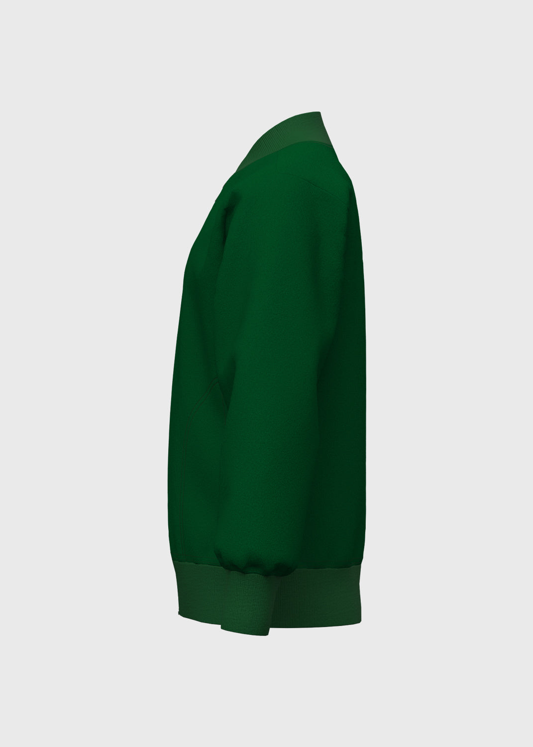 Jacket Fleece Set In Sleeve w Rib - Pine Green