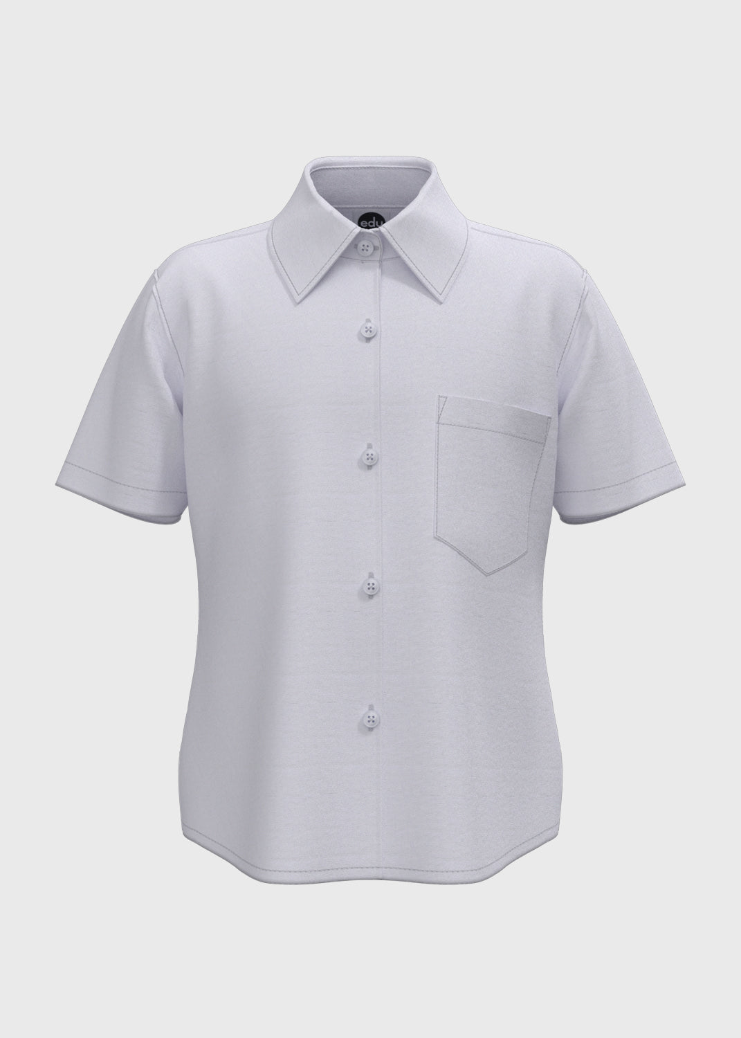 S/S Blouse with Stand Collar - White