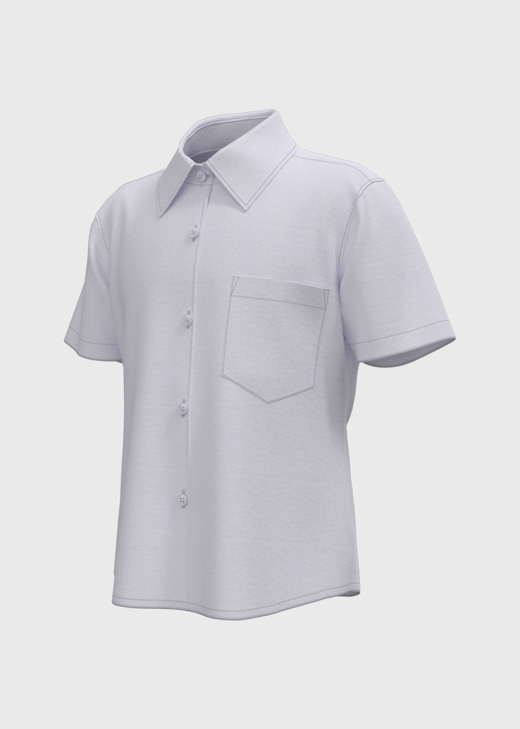 S/S Blouse with Stand Collar - White