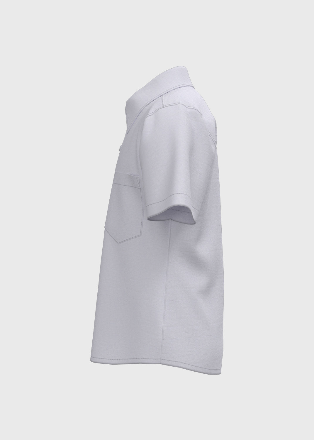 S/S Blouse with Stand Collar - White