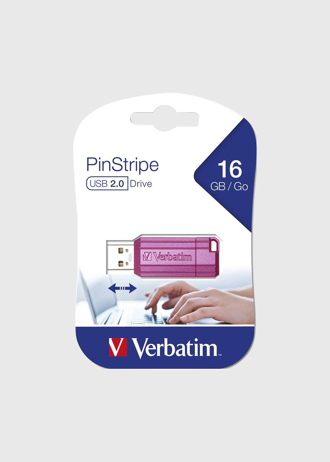 Store'N'Go Pinstripe USB Drive 16GB - Pink