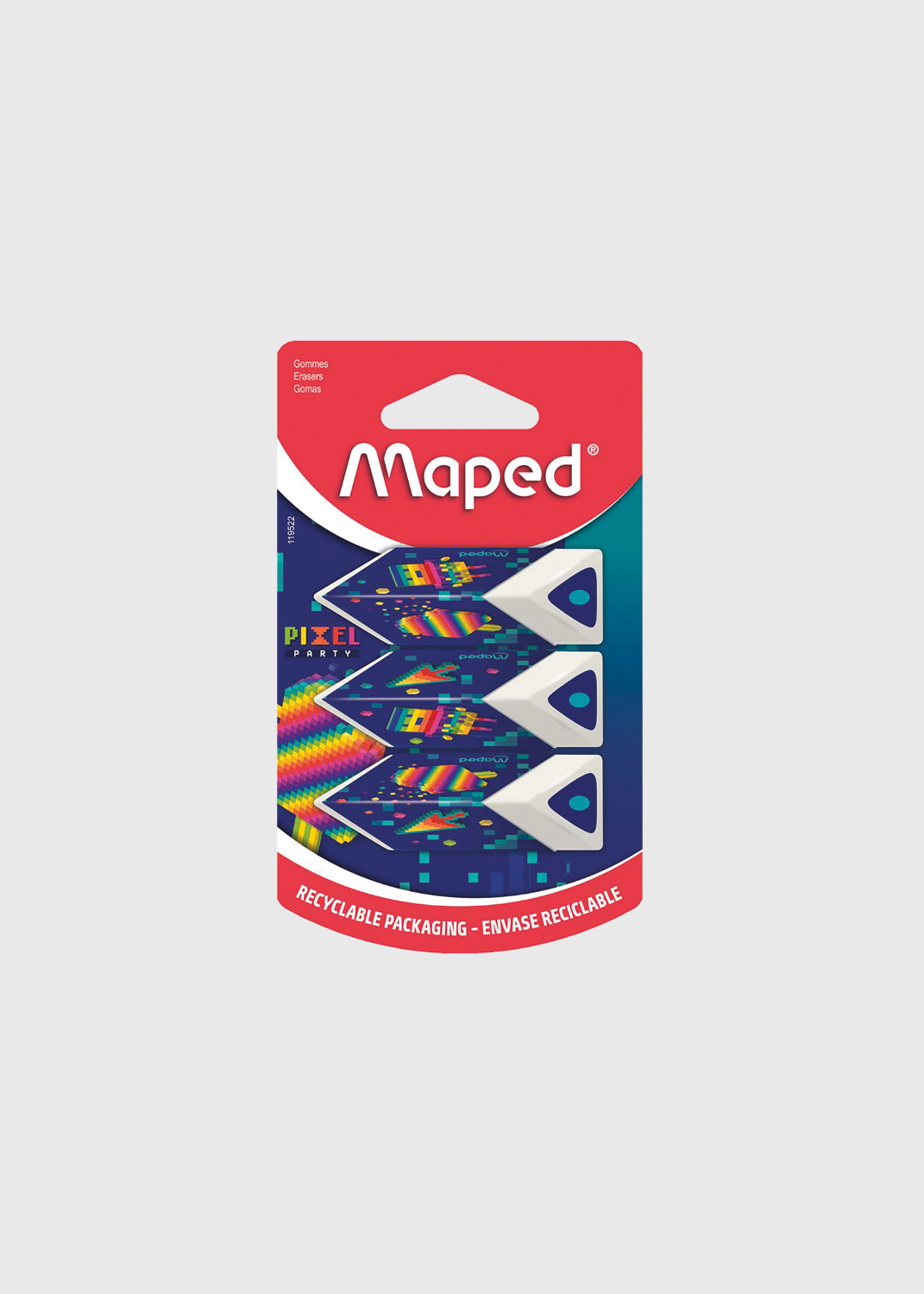 Pixel Party Pyramid Erasers - 3 Pack
