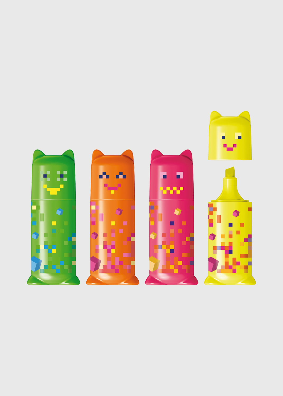 Pixel Party Mini Highlighters - 4 Pack