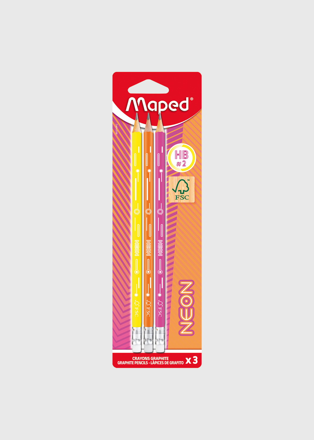 Neon HB Graphite Pencils - 3 Pack
