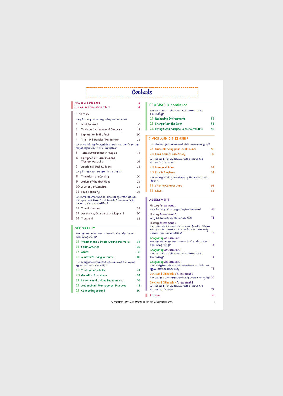 Targeting HASS Student Workbook – Year 4