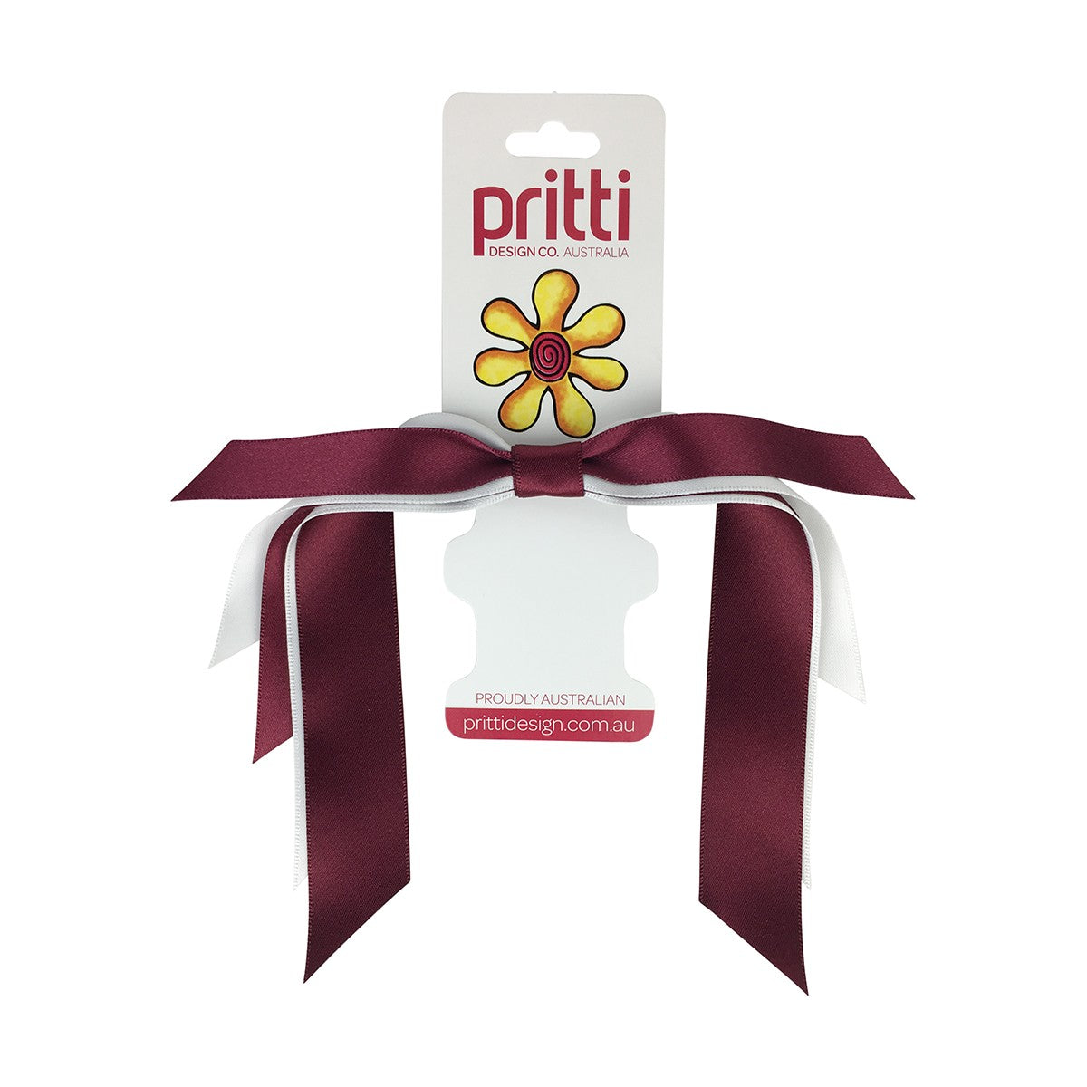 5 Tail Satin Maroon/Wht Ribbon