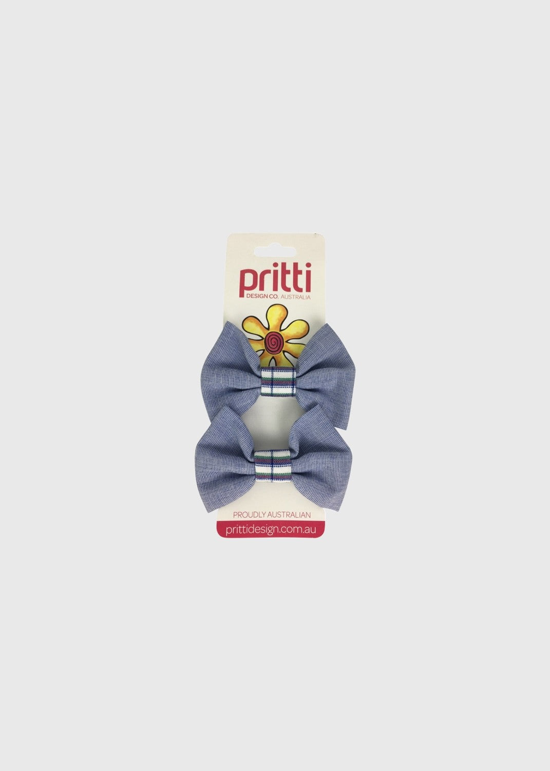 Pigtail Bows Clover Chambray 2Pk