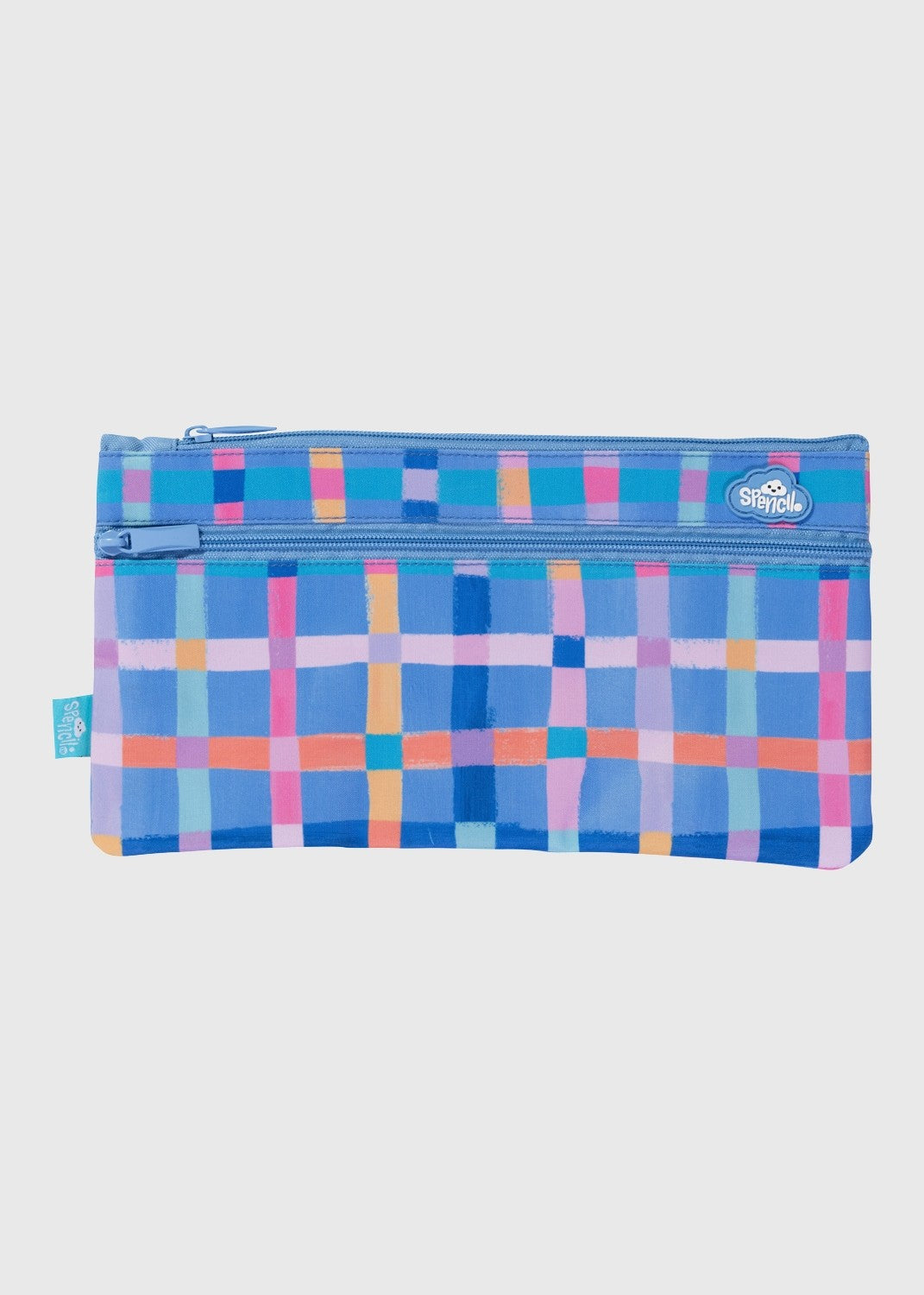 Twin Zip Pencil Case - Pastel Plaid