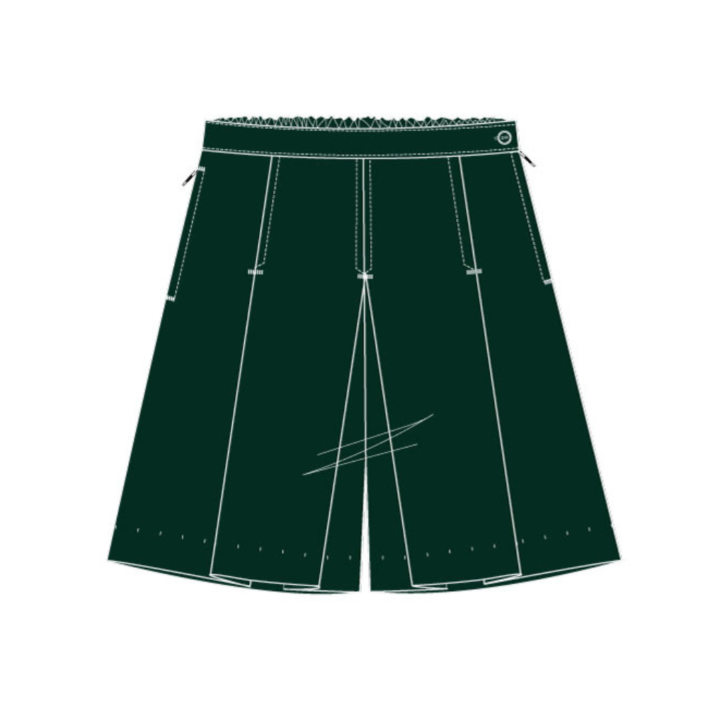 .edu Essentials-Culotte A-Line w Zip Entry Pl Back Kale Green