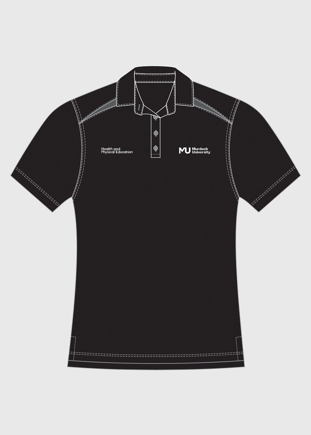 Health and Physical Education Polo Black/Grey - Ladies