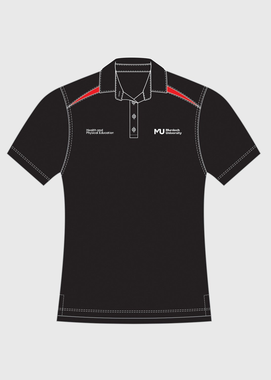 Health and Physical Education Polo Black/Red- Ladies