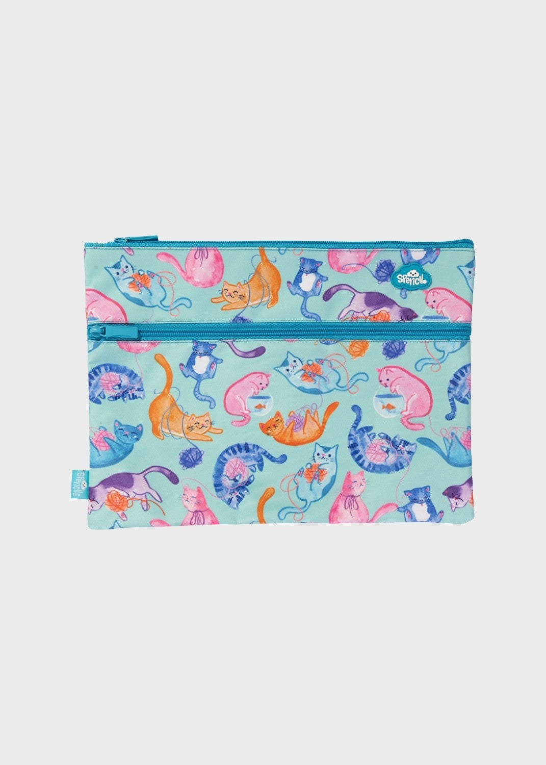 A4 Twin Zip Pencil Case - Crazy Cats