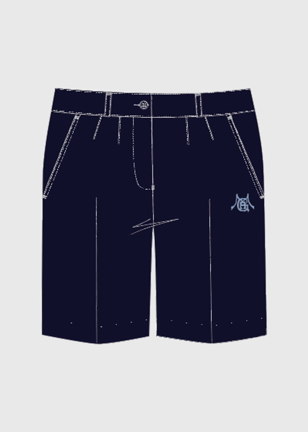 Short Navy Twin Pleat
