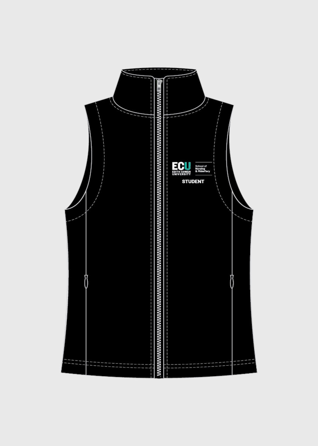 Student Nursing Fleece Vest Black - Ladies