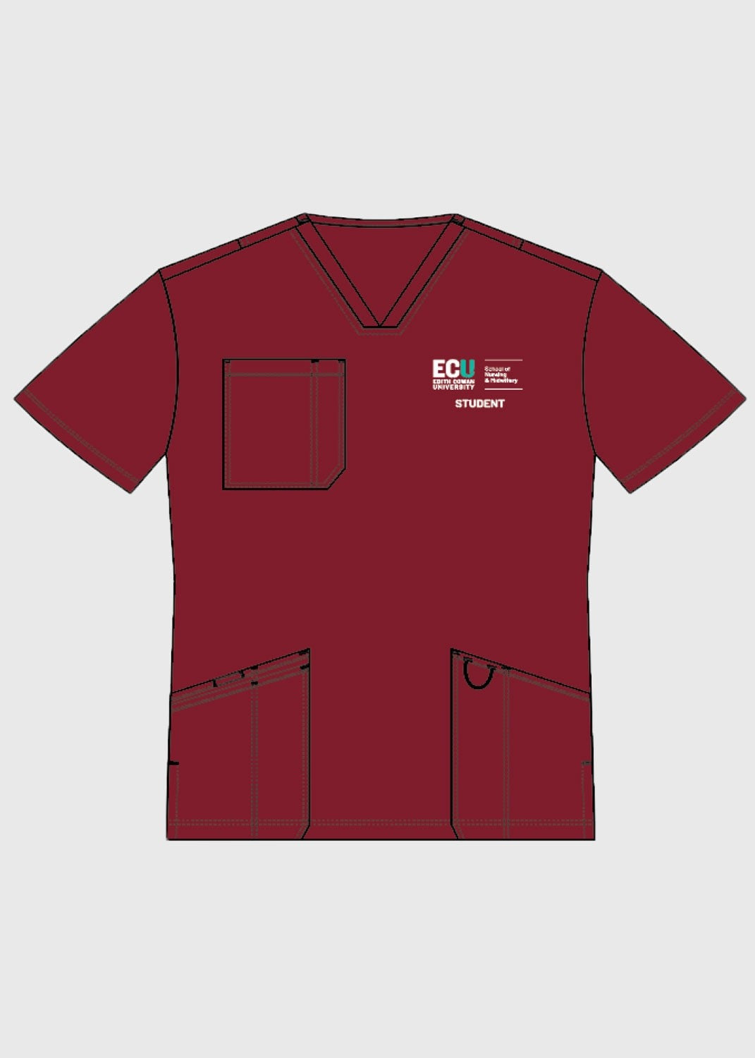 Nursing Student Scrub Top Maroon New Logo - Ladies