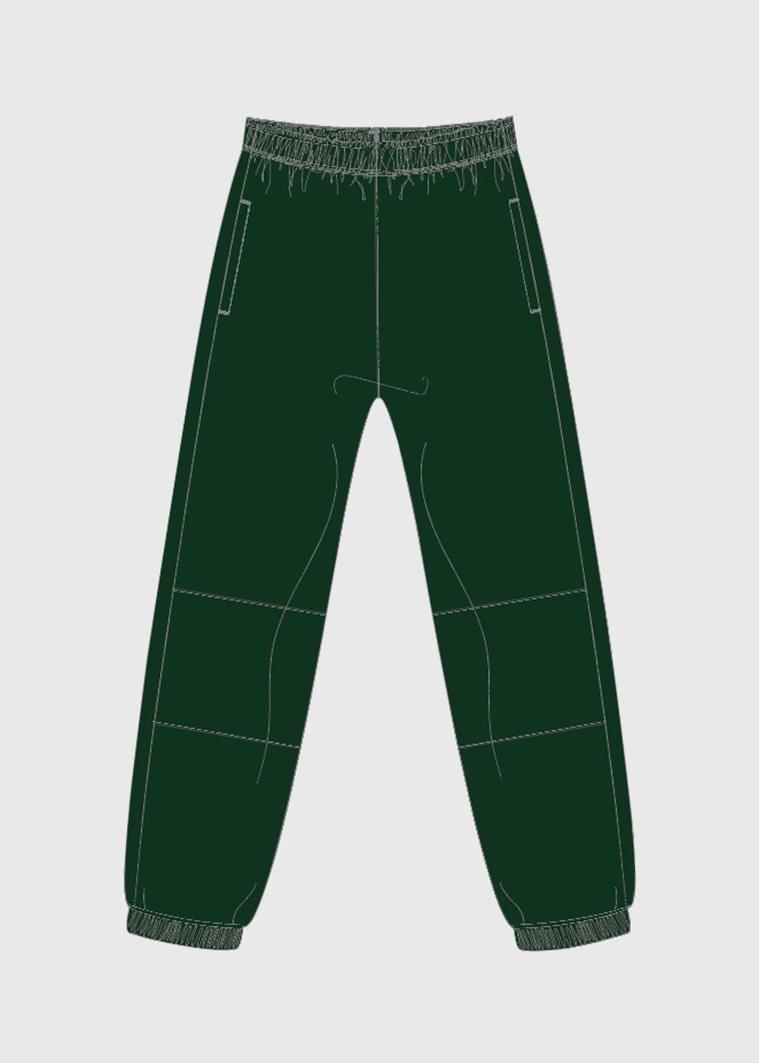 .edu Essentials Fleece Pant Elastic Hem Knee Patch-Pine Green