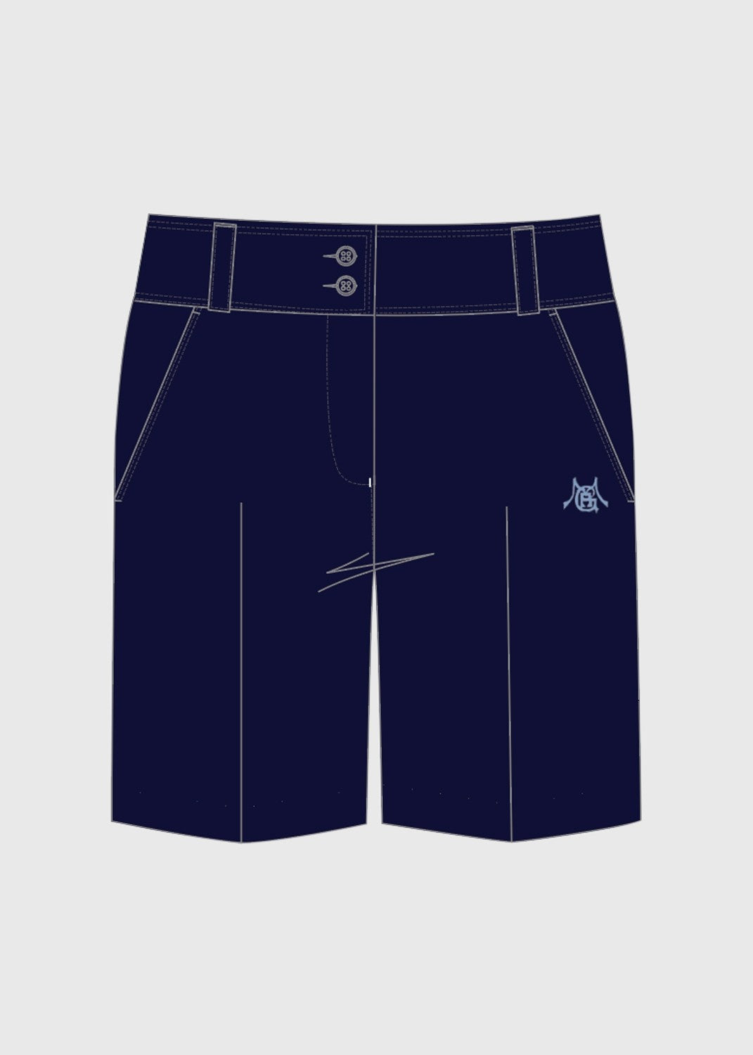 Short Navy Flat Front