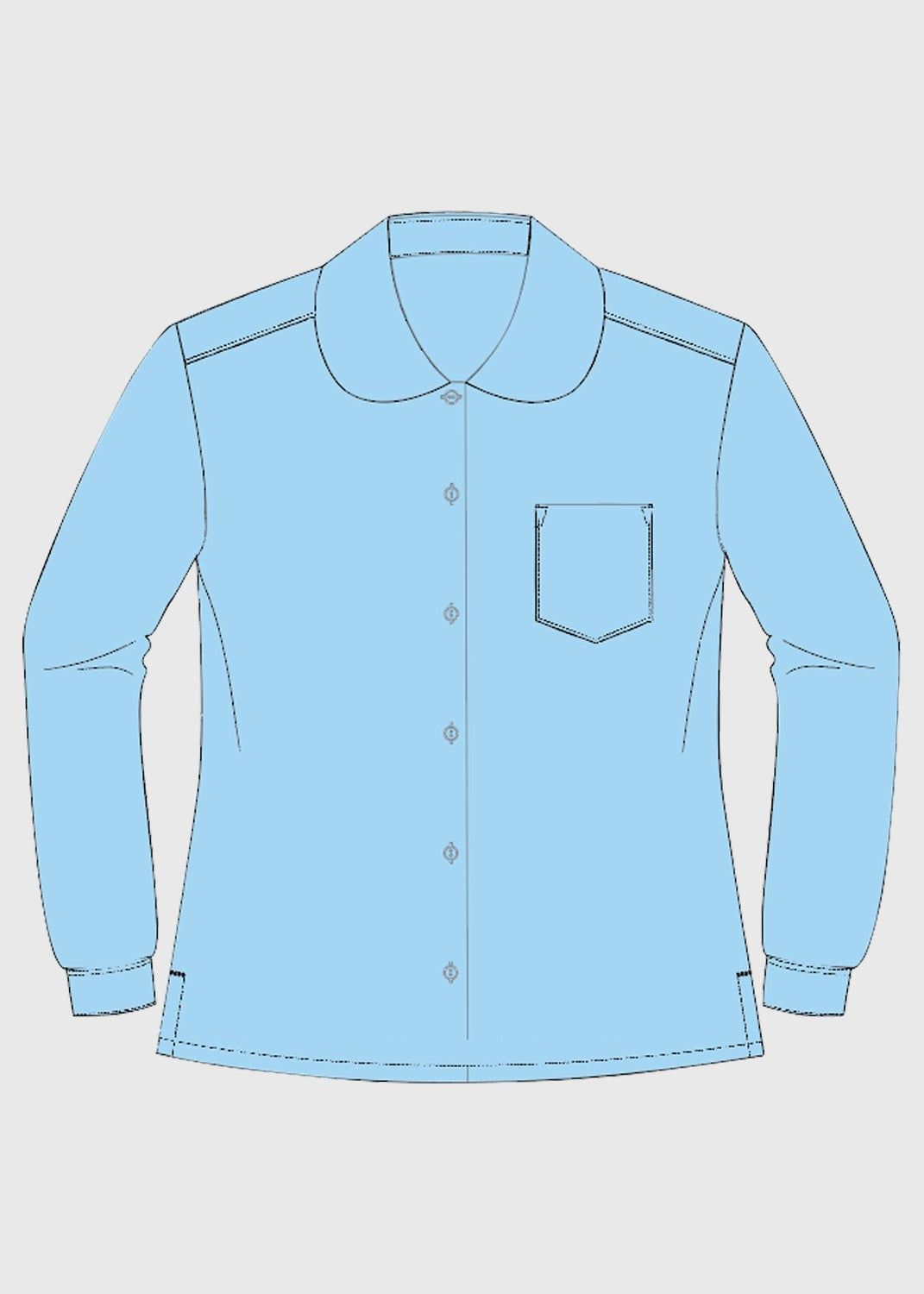 .edu Essentials L/S Blouse with Peter Pan Collar Light Blue