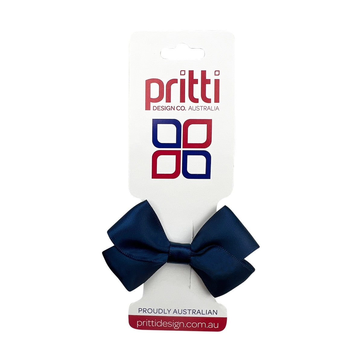 Satin Bow Clip Dark Navy