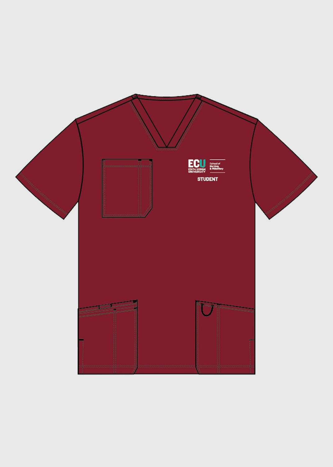 Nursing Student Scrub Top Maroon Unisex