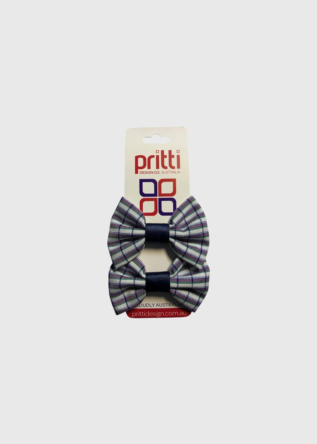 Pigtail Bows Clover Check 2pk