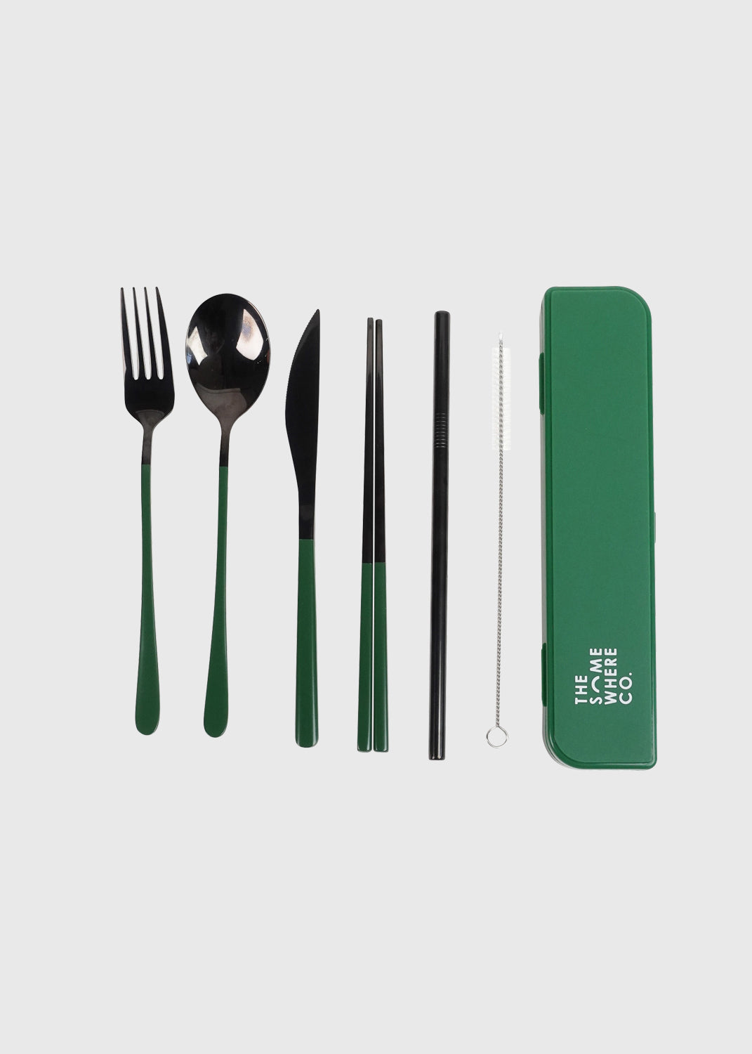 TSC Cutlery Set - Black/Forrect Green Handle (7 Piece)