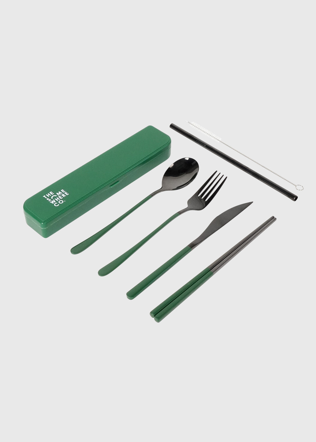 TSC Cutlery Set - Black/Forrect Green Handle (7 Piece)
