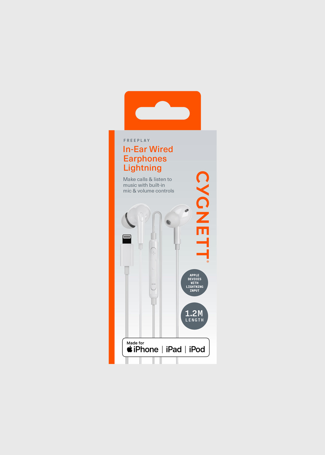Cygnett FreePlay Wired Lightning Earbuds - White
