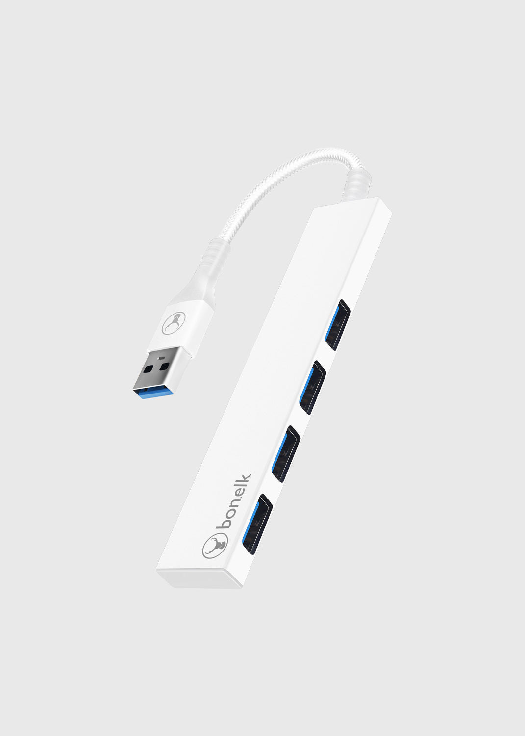 Long-Life USB-A to 4 Port USB 3.0 Slim Hub - White